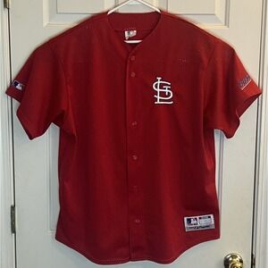 St Louis Cardinals Baseball Jersey Vintage Majestic Busch Beer Logo Men's XL
